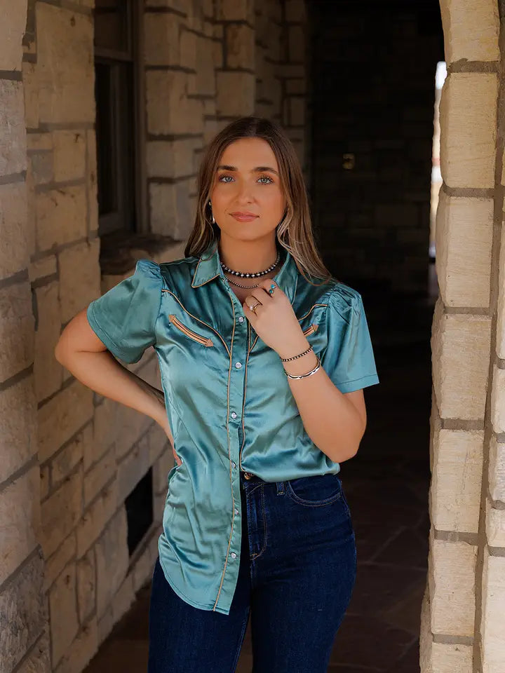 Women's Silk Pearl Snap Top