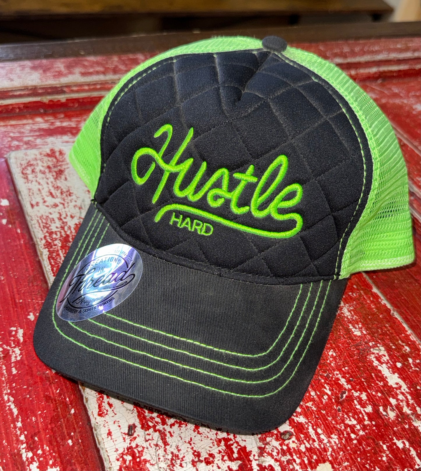 Hustle Hard Embroidered Foam Trucker