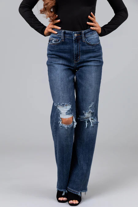 Judy Blue High Waisted Straight Leg Distressed Jeans