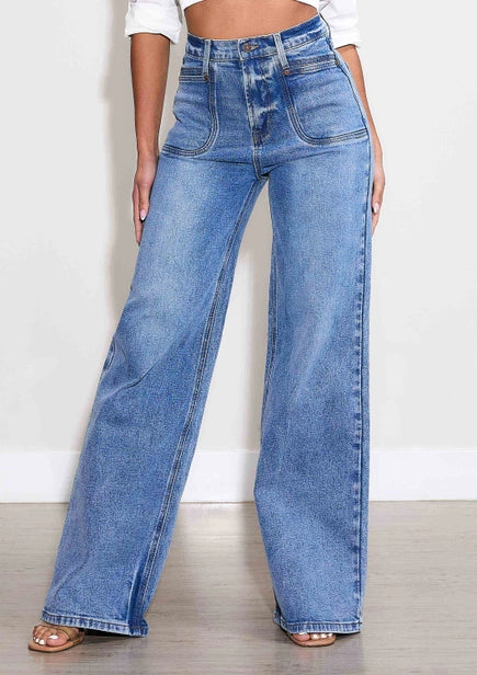 Vibrant Long Wide Leg Jeans