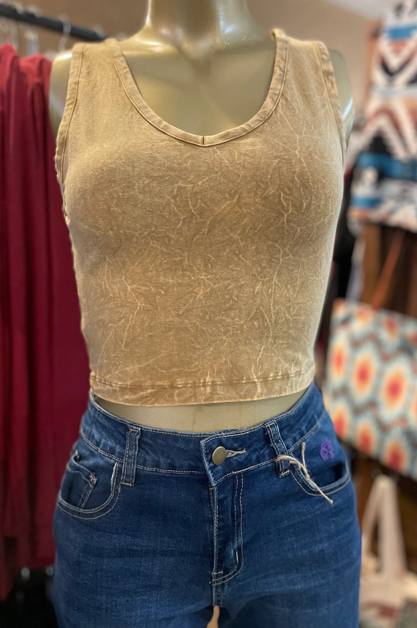 Cropped V-Neck Tank Tops