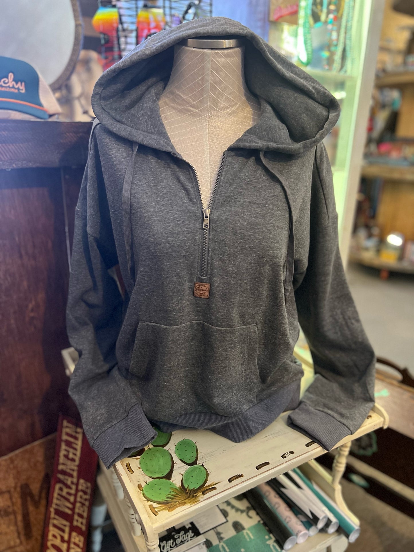 Cropped Half Zip Hoodie