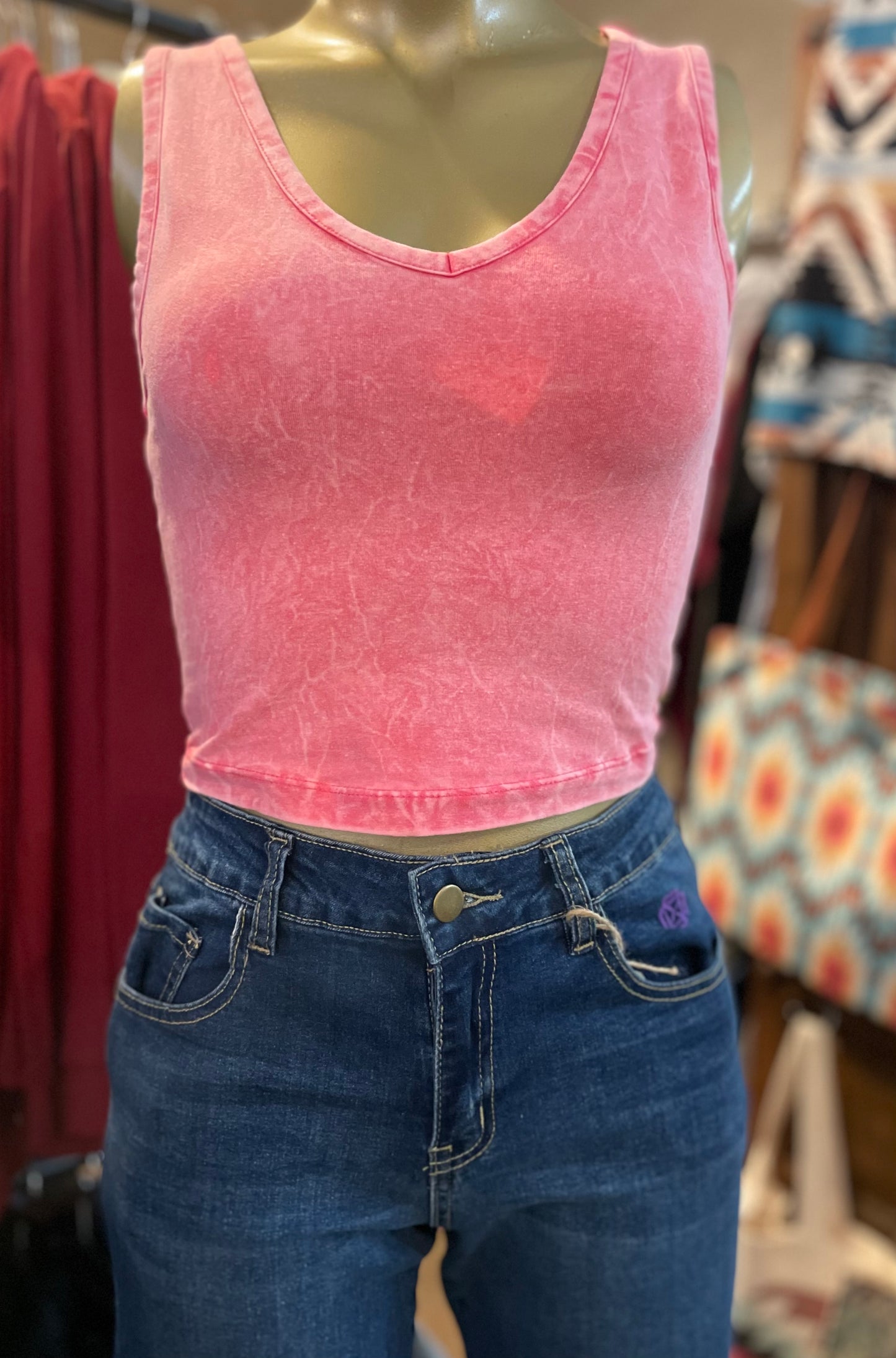 Cropped V-Neck Tank Tops