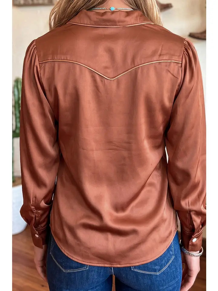 Silky Copper Button Up