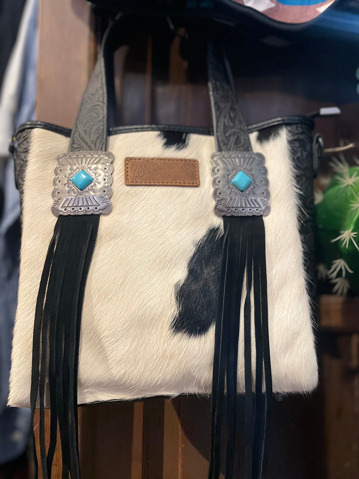 Wrangler Cowhide Tote Crossbody Purse