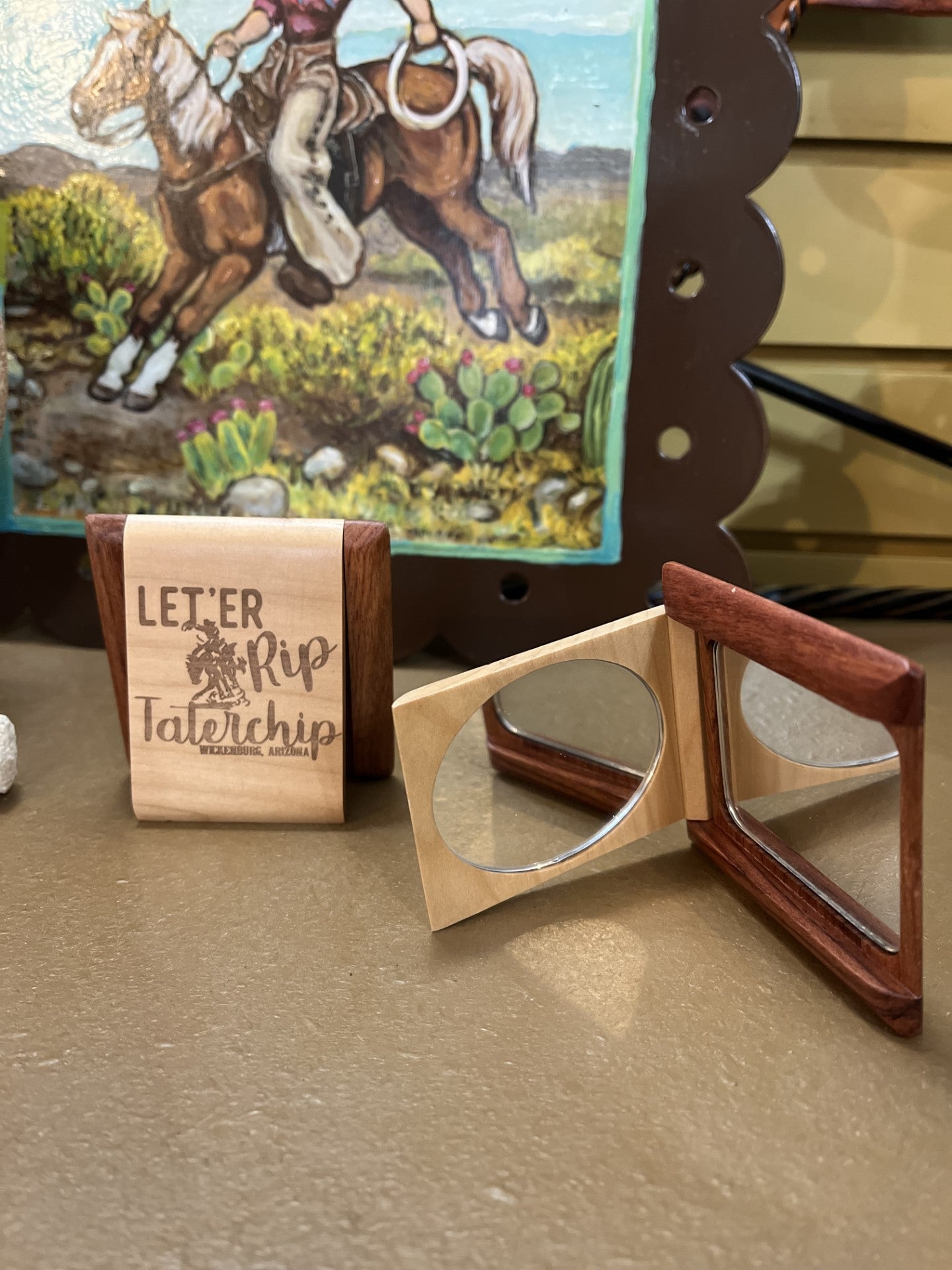 Wooden Compact Mirror