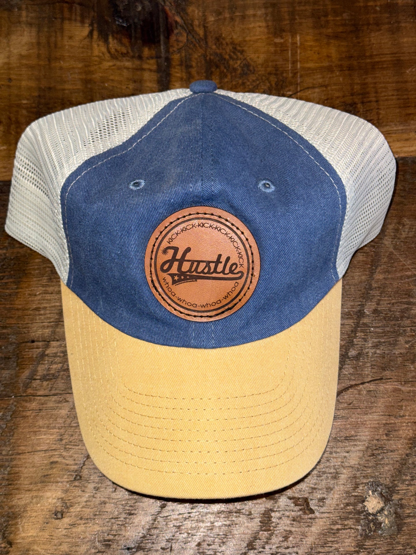 Hustle Leather Patch Caps
