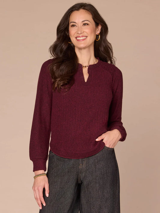 Democracy Long Blouson Sleeve Knit Top