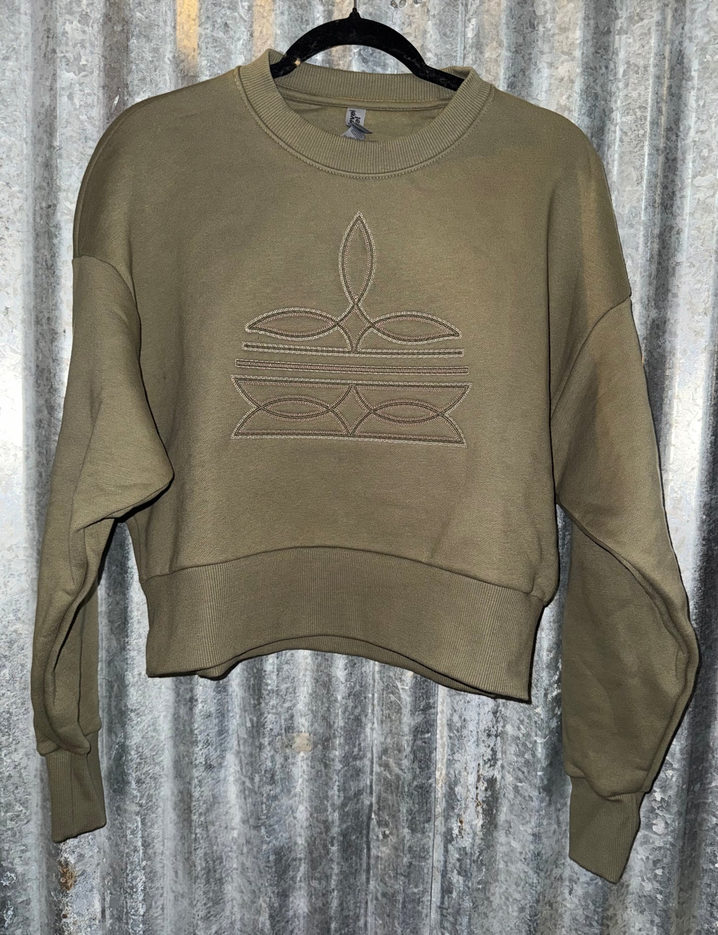 Cropped Boot Stitch Crewneck Sweatshirt