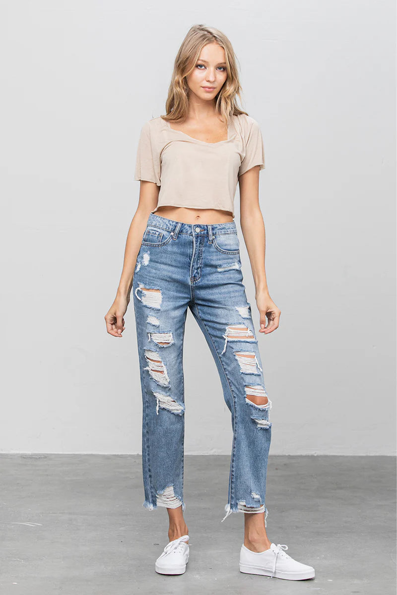 Insane Gene Abby Distressed Girlfriend Jeans