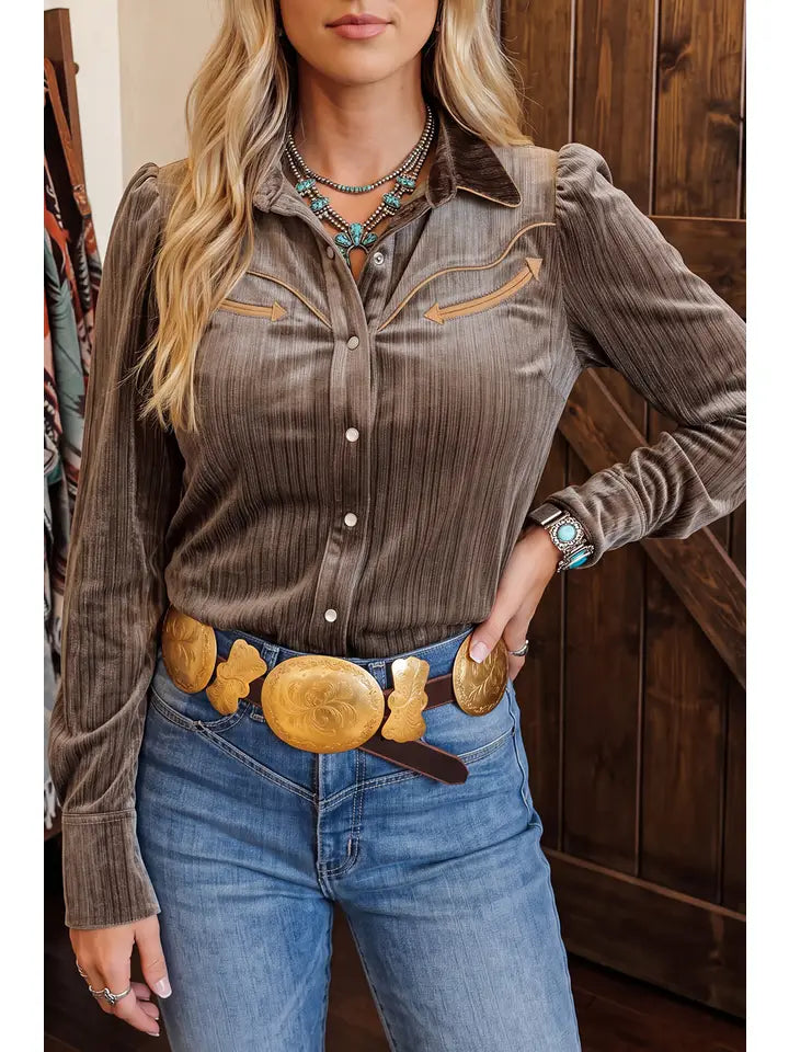 Western Puff Long Sleeve Button Down
