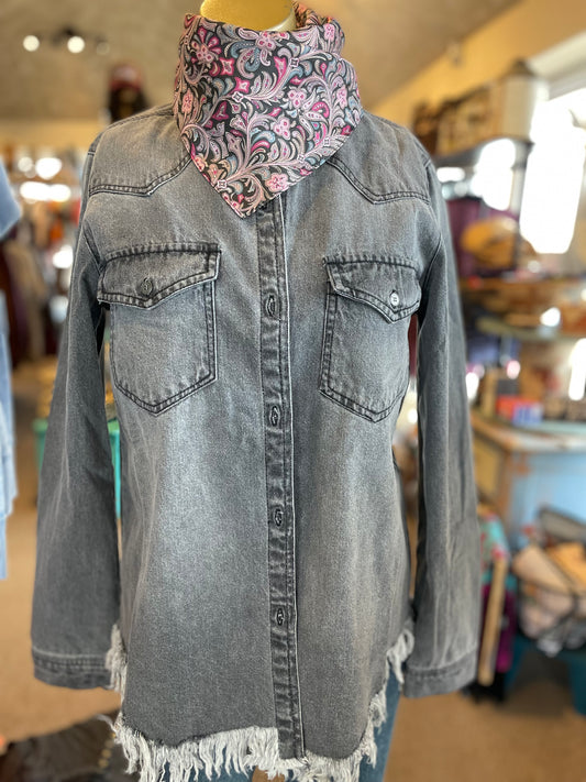Frayed Hem Denim Jacket