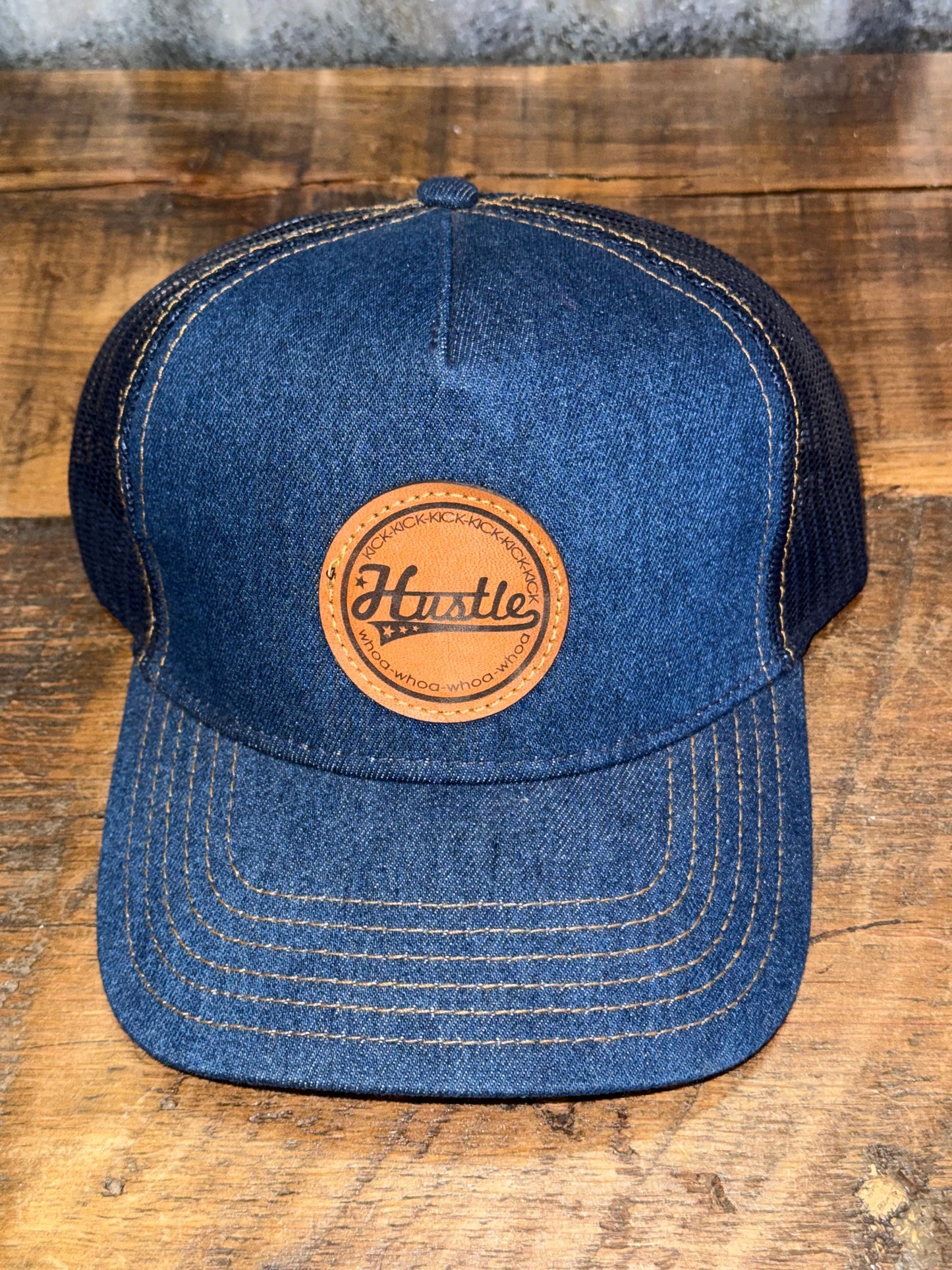 Hustle Leather Patch Caps