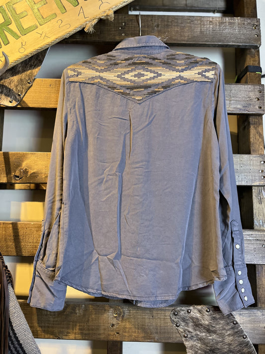 Stetson Grey Western Pearl Snap